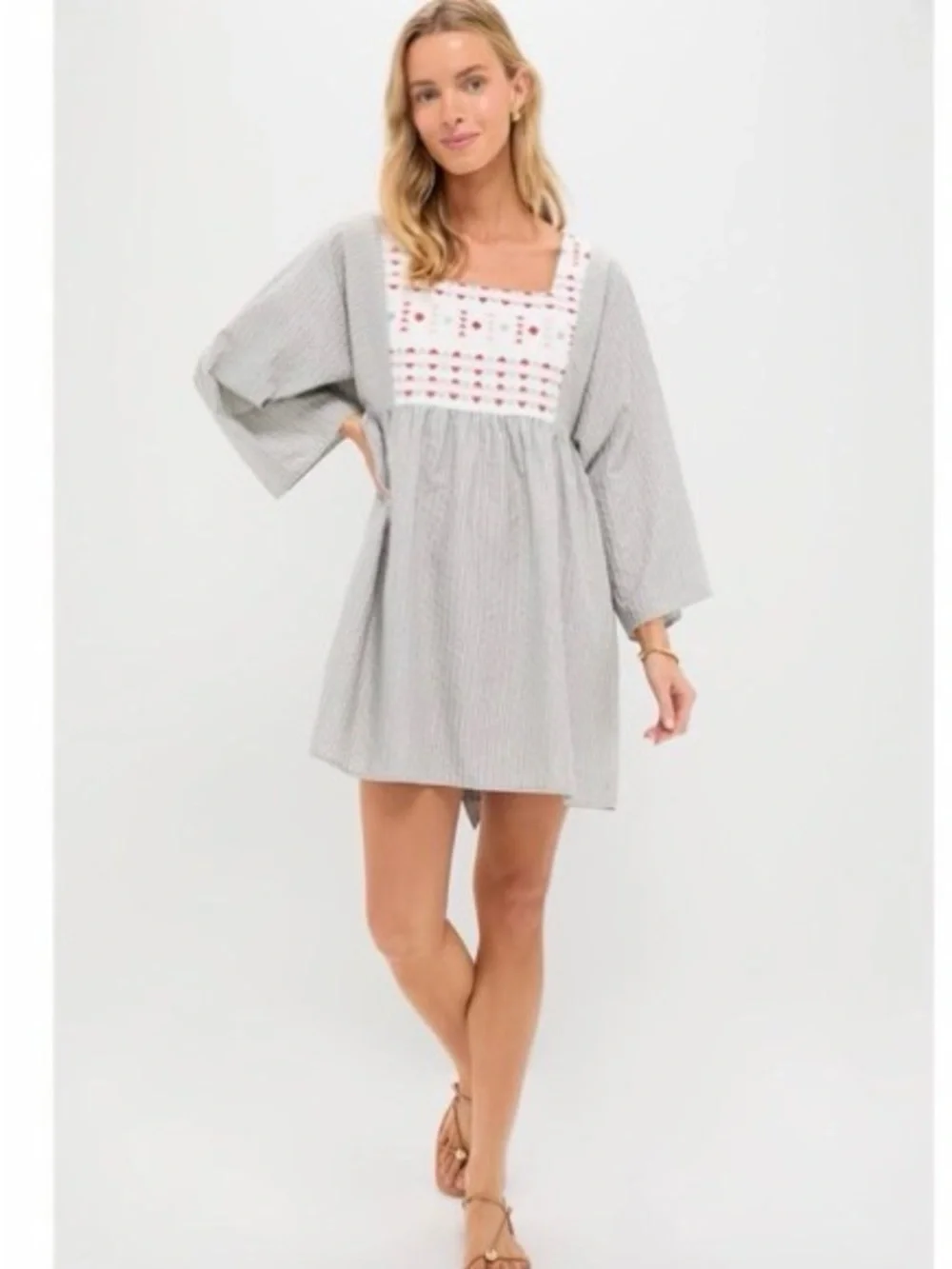 NWT TUCKERNUCK POMANDER PLACE Sage Stripe Embroidered Sadona Dress Size small - Picture 4 of 16